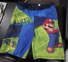 Mario and Luigi boys athleisure swim trunk sz L 10/12 summer classic