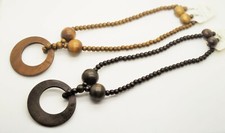 LOT OF 2/4 Bohemian Style Chunky Wood Bead Necklace Dangle Hook Earring set 3