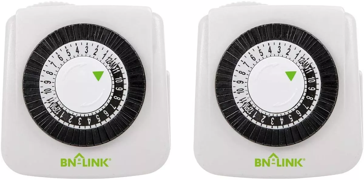 24 Hour Plug-in Mechanical Timer Grounded 2 Pack BN-LINK - BN-LINK