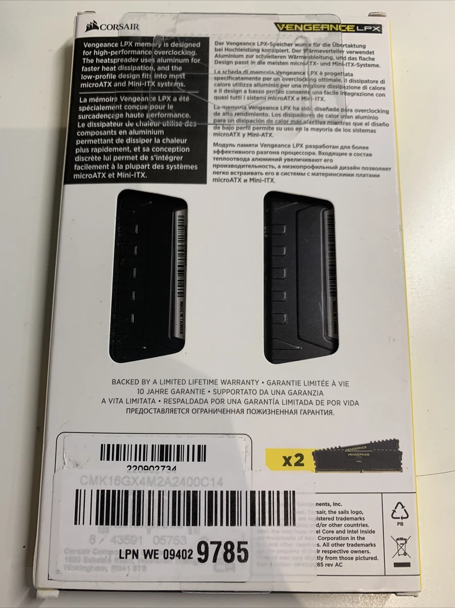 Corsair CMK16GX4M2A2400C16 Vengeance LPX 2x8GB DDR4 2400 MHz