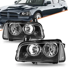 For 2006-2010 Dodge Charger Headlight Black Clear Corner Lamps Left & Right Side