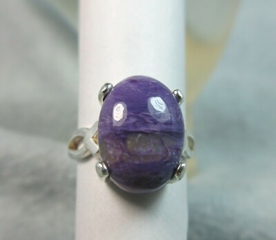 CHAROITE RING - Genuine Siberian Swirling Purple .925 Sterling Silver 6.92 ct.