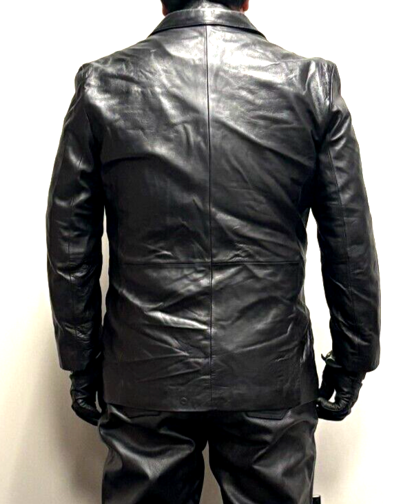 Men's Jones New York City Black Leather Sport Jacket Blazer 44R | eBay