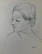 The Japanese Painter Hajime Kato (1925-2000) PORTRAIT OF A YOUNG WOMAN 1960 (376)