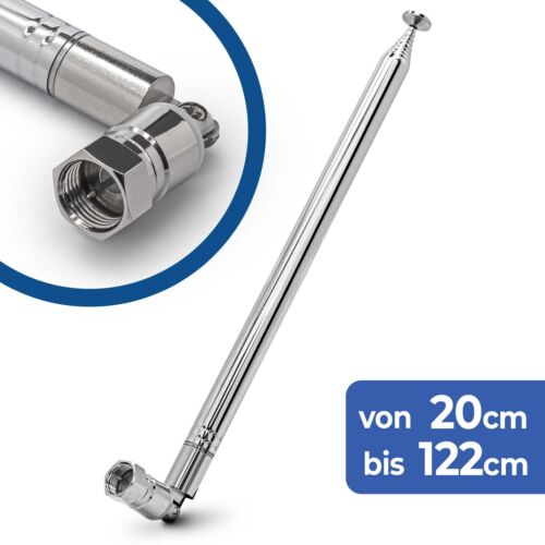 120cm Teleskop Antenne Ersatz F Stecker DAB UKW Radio FM AM Auto Audio - Afbeelding 1 van 3