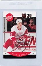 1990/91 Pro Set #80 Rick Zombo Red Wings Signed Auto *J6665