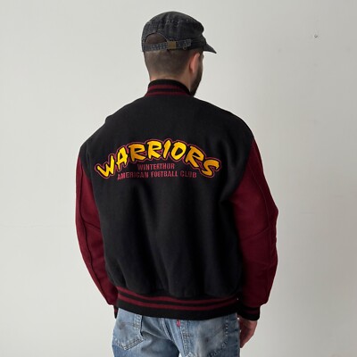 Vintage 80s NFL Warriors by Delong USA Varsity Bomber Jacket Size L
