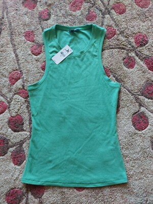 Express Fitted Ribbed High Neck Tank XS in GREEN MIST NWT $28 Soft!