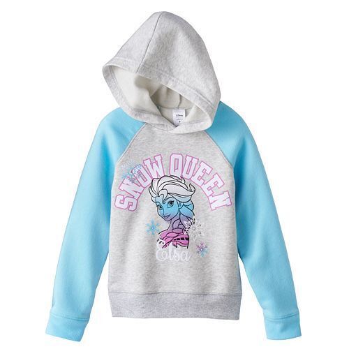 Disney Frozen Girls Elsa Icy Blue Faux Fur Zip Up Hoodie