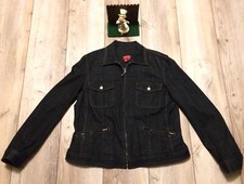 Chaps Denim Jacket Women's Coat Sz Xl Dark Blue Full Zip $110 New