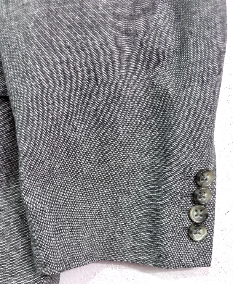 Gris Pata de Gallo Stafford Lino Algodón Blazer Chaqueta Traje Deportivo Abrigo Clásico 52R Foto 2 de 4
