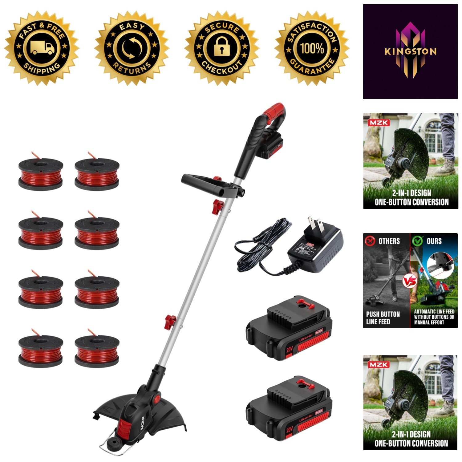 Compact 12'' Cordless Grass Trimmer with Ergonomic Handle & 