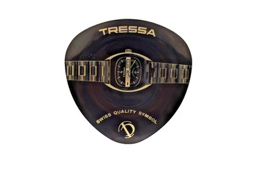 Vintage Tressa Swiss Watch Advertising Aluminum Display Coaster Dealer Counter''R