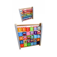 J'adore Wooden 2-in-1 Rainbow Math Beads  ABC Animal Abacus Kids Learning Toy