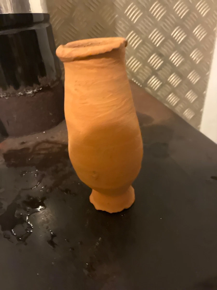 Ancien Vase Jardinière En Poterie Japonaise, Motif Pêcheur Avec Panier, Vintage