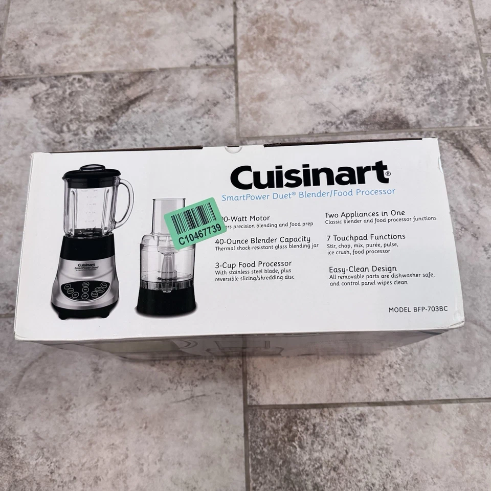 Cuisinart Smart Power Duet Blender Food Processor BFP-703BC 500 Watt Stainless - Image 4 of 4