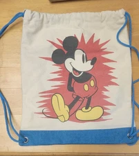 Disney Mickey Mouse Canvas Draw string Bag clean Junk Food mini cinch sack purse