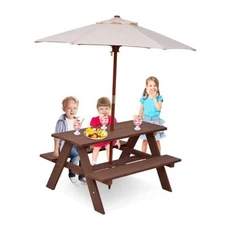 BETTARY Kids Picnic Table, Wooden Toddler Activity Table with Removable 