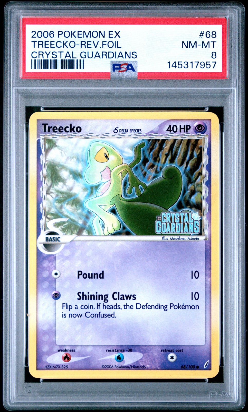 2006 POKEMON EX CRYSTAL GUARDIANS #68 TREECKO-REVERSE FOIL PSA 8