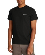 Image of Tommy Jeans Mens Linear Chest Text T-Shirt Black