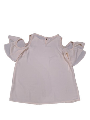 Women's Peach Cool Tone Blouse Short Sleeve Casual Elegant Top Shirt Style