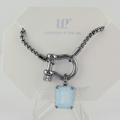 Bomb Party October Necklace RBP8315  Let s Make Magic Frosted Fire Opal Hematite
