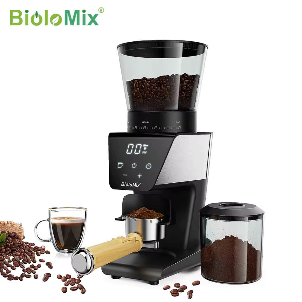 Moulin à café électrique anti-chauffe avec meules coniques inox et 30 réglages