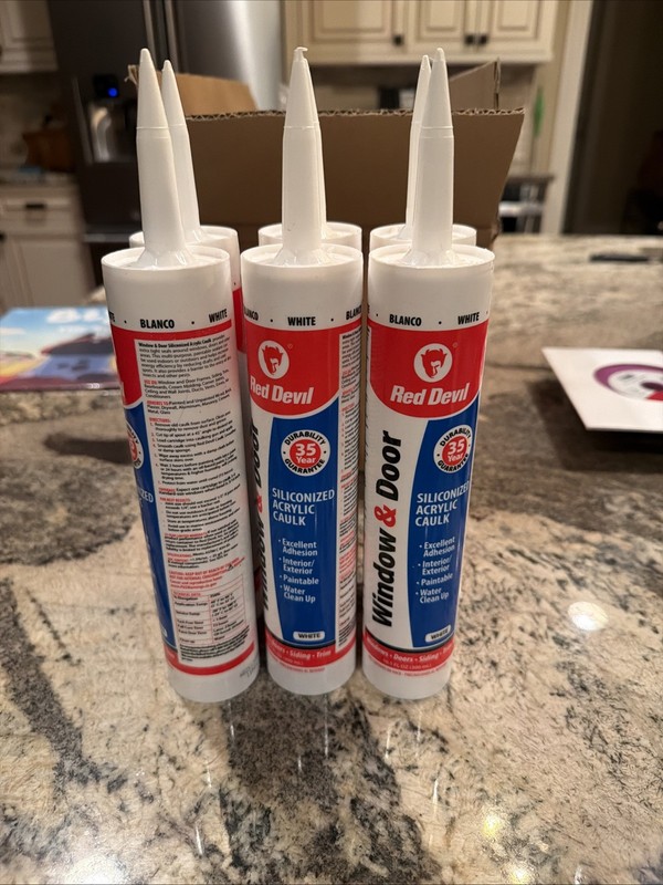 Red Devil 0846 Window & Door Silicone Acrylic Caulk, White, 100% Waterproof, X 6