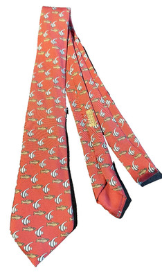 HERMES VINTAGE Fish TIE Red HIGH END FRANCE 7336