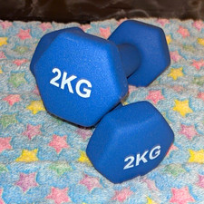 Blue 2kg Hex Fixed Weight Dumbbells Set of 3 for Gym & Weight Lifting