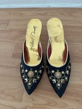 Vintage Embellished Slip On 2.5 Kitten Hell Mules Size 5