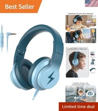 Kids Over Ear Headphones with Microphone - Volume Limiter  Foldable Design