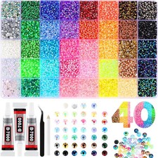 40000 Pcs Resin Jelly Rhinestones for Bedazzling, 40 Colors 3mm Flatback...