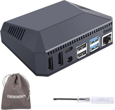 Raspberry Pi 4 Aluminium Gehäuse mit Lüfter Kühlkörper Power Taste Retro Gaming