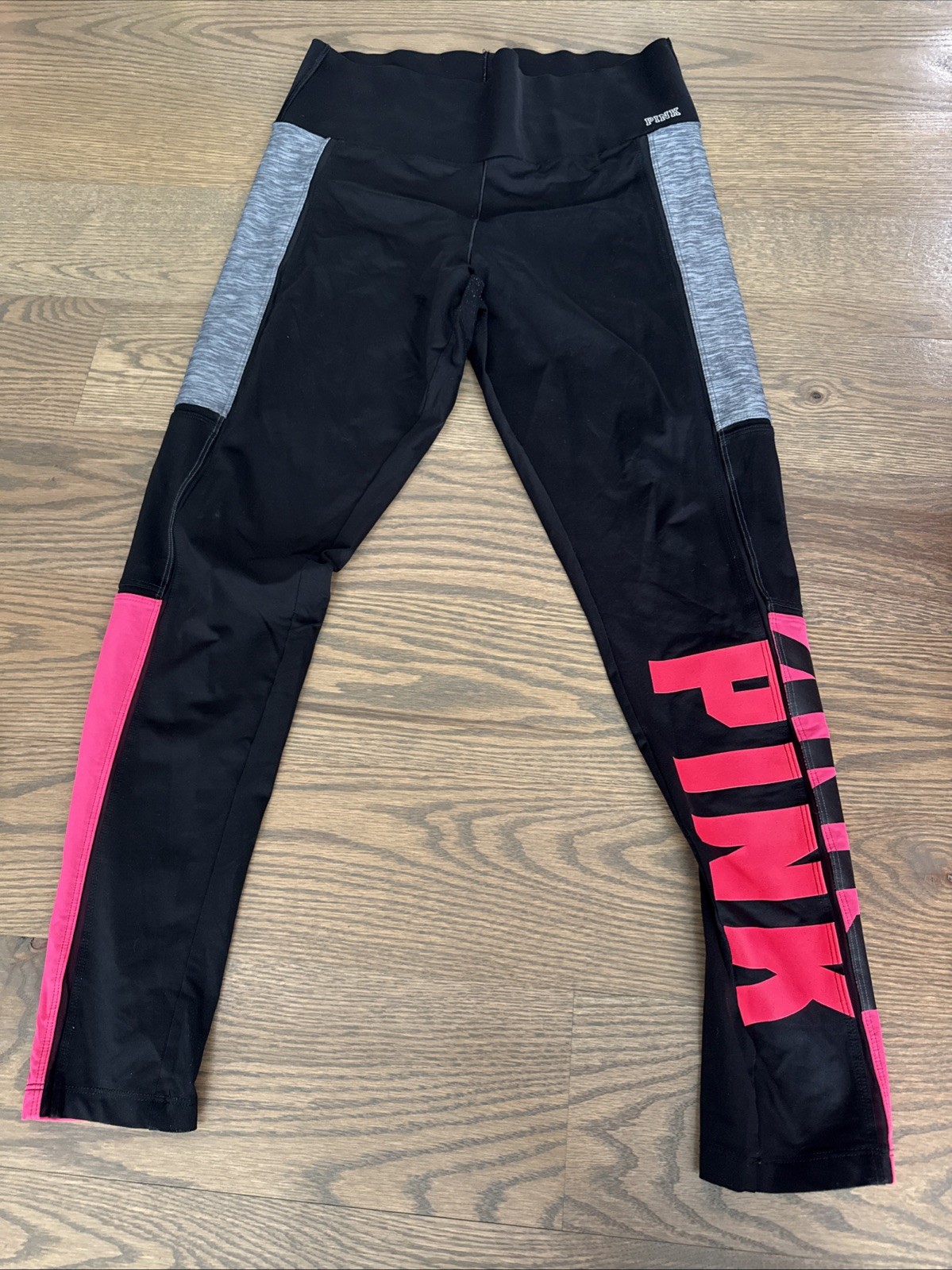 PINK Victorias Secret Bondeo Black High Waist Full Length Leggings Large