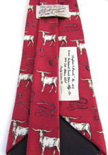 Rockmount Ranch Wear Red Silk Longhorn  Brands 2000 Neck Tie