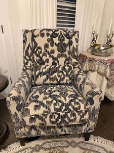 Set of 2 Upholstered Accent Chairs Multicolor Print Wood Frame 43x30x34