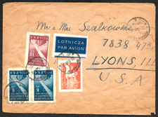Poland Airmail Cover with 100zt Centaur Stamp, Wroclaw to USA 1949