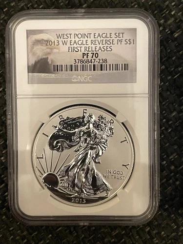 2013 W REVERSE PROOF SILVER EAGLE NGC PF70 & ENHANCED SP70 2 COIN WEST POINT SET
