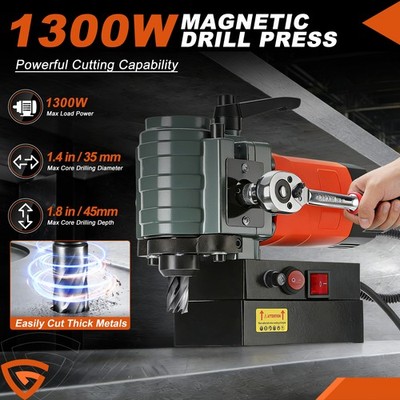 Low Profile Magnetic Drill Press Mag Drill Press 10000N 1300 W 1.4 in Boring Dia