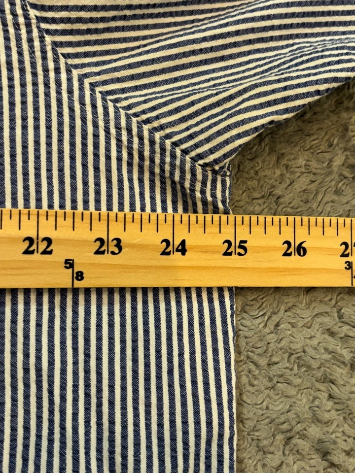 CHAPS Seersucker Shirt Mens XL Blue White Button Short Sleeve Textured - Image 4 of 4