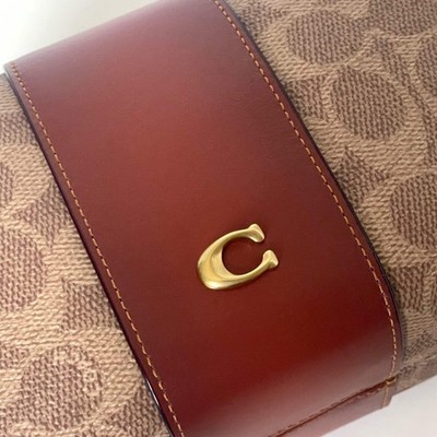 Coach Essential Cosmetic Travel Pouch Brown Leather Canvas CR514