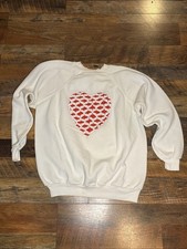 Vtg Cottage Sweatshirt Womens X-Large Valentine Grandma Core 90s Heart Textured
