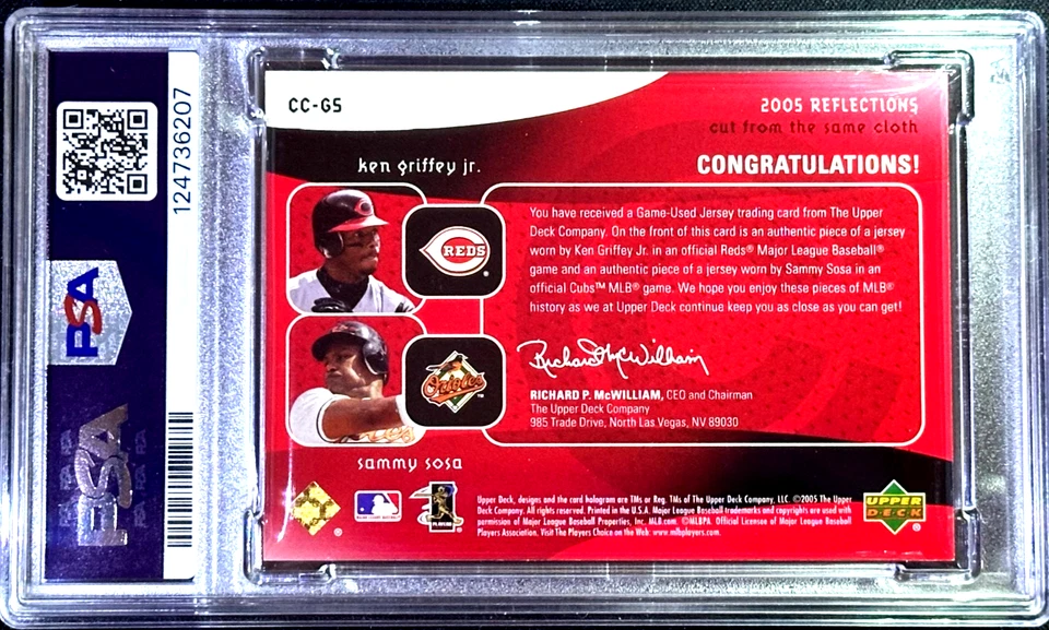 Upper Deck Reflections 2005 corte del mismo paño Griffey Jr./Sosa CC-G5 PSA8 Foto 2 de 2