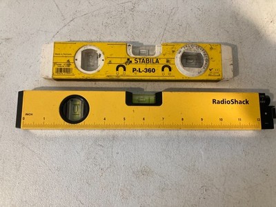 (2) Spirit Levels Laser RadioShack + STABILA P-L-360 10'' Torpedo Level