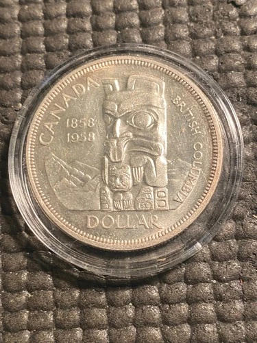 1958 Canadian Silver Dollar - "Totem Pole"