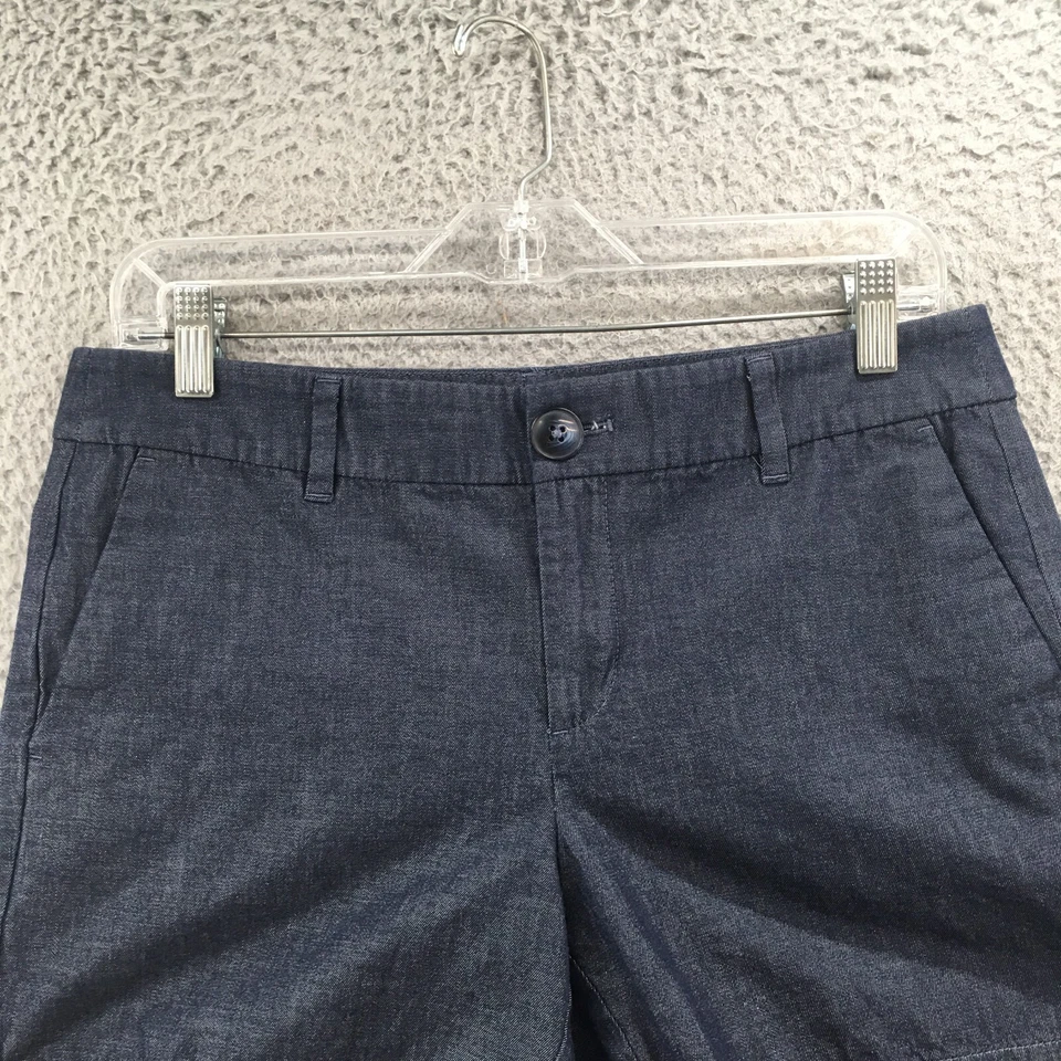 Ann Taylor Chino Shorts Womens 4 (Actual Size 32x6) Midrise Blue Denim Zip Fly - Image 2 of 4