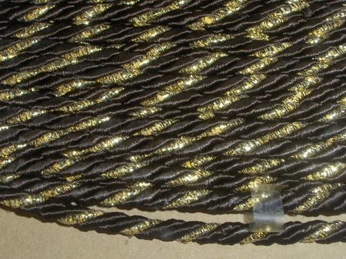 CORDONCINO MARRONE ORO PASSAMANERIA CORDONE LUREX DIAMETRO 5 MM VENDITA A MT - Foto 2 di 5