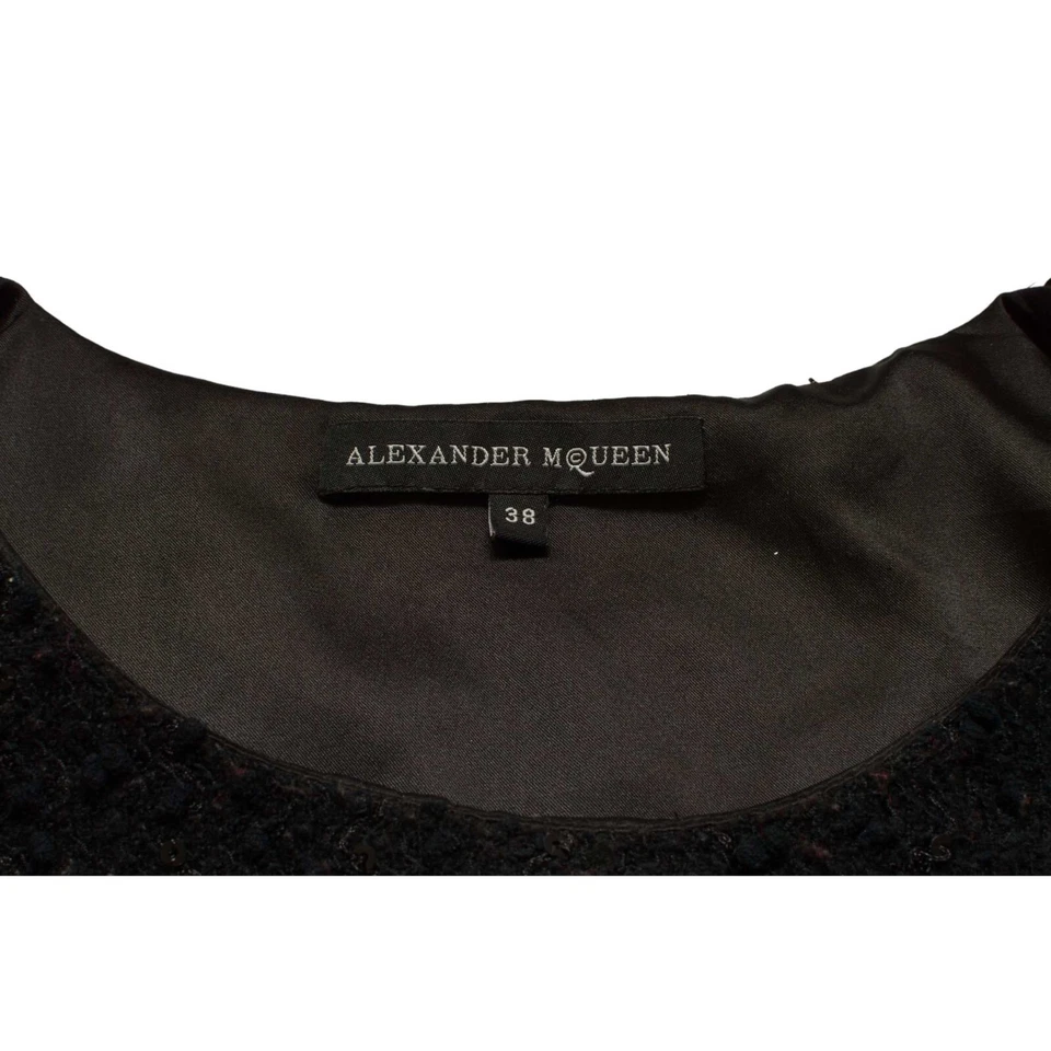 Alexander McQueen черный вязаный блестками длинные рукава мини-платье размер 38 w. бант - Изображение 4 из 4