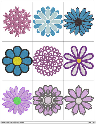 9 SINGLE SPRING FLOWERS EMBROIDERY MACHINE DESIGNS COLLECTION PES USB